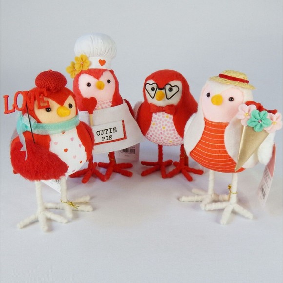 2023 Set of 4 Target Spritz Featherly Friends Valentine's Day Felt Birds Jet Avi - Picture 3 of 10